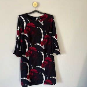 Ann Taylor Factory Black Dress with Red Floral Design